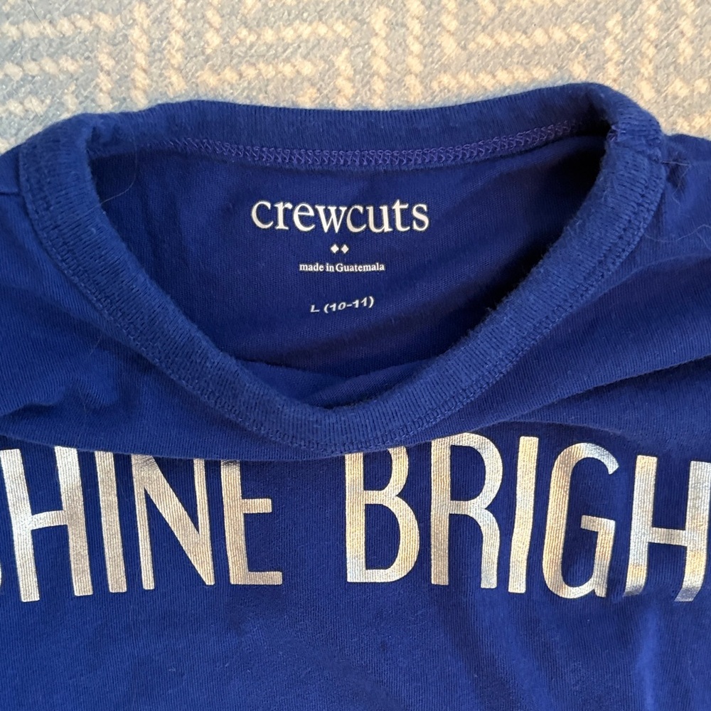Crewcuts Kids Long Sleeve Tee - Blue with Silver Shine Bright Print - Picture 2 of 3